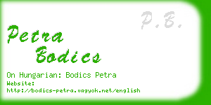 petra bodics business card